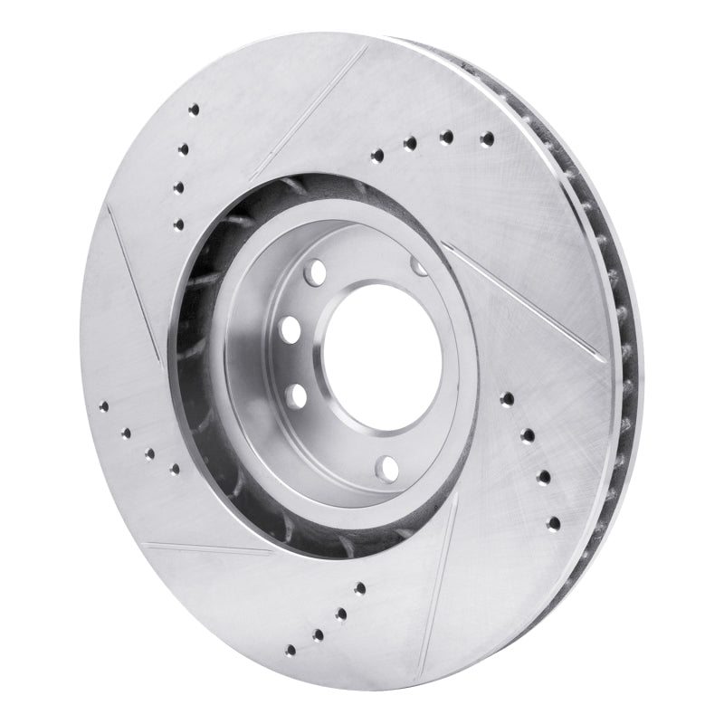 R1 11-18 Porsche CAYENNE Left Front Drilled & Slotted Silver Brake Rotor