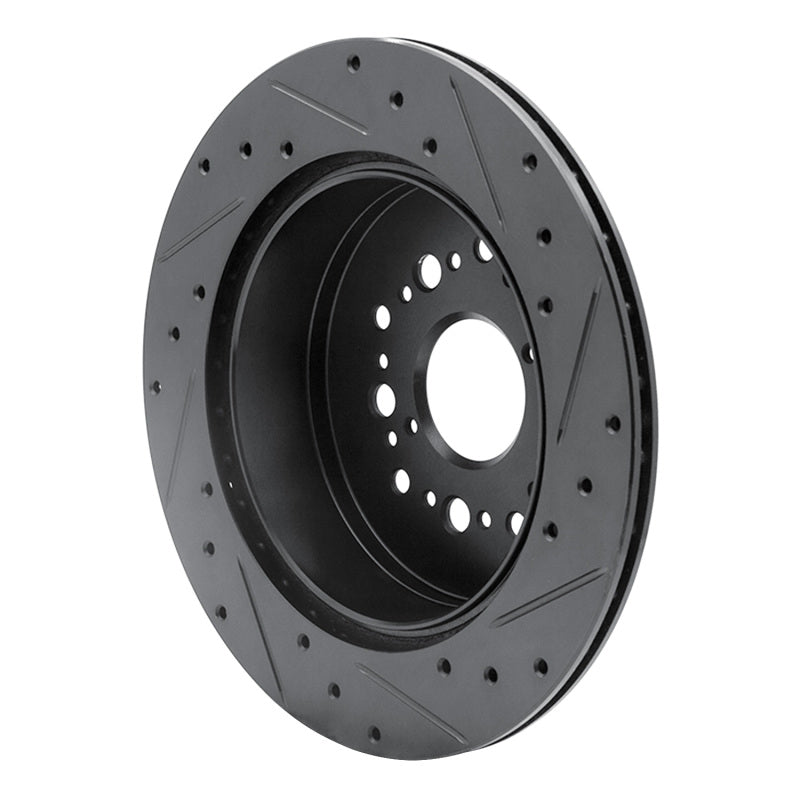 R1 92-00 Lexus LS400 Rear Left Drilled & Slotted Black Brake Rotor