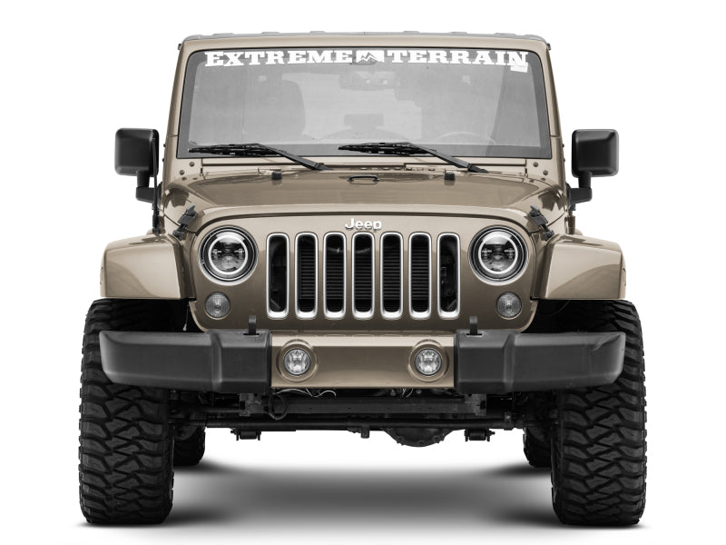Raxiom 97-18 Jeep Wrangler TJ/JK Axial 7-Inch LED Headlights w/RGB Halo- Black Housing (Clear Lens)