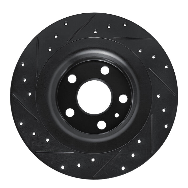 R1 18-25 Volvo XC60 Rear Right Drilled & Slotted Black Brake Rotor