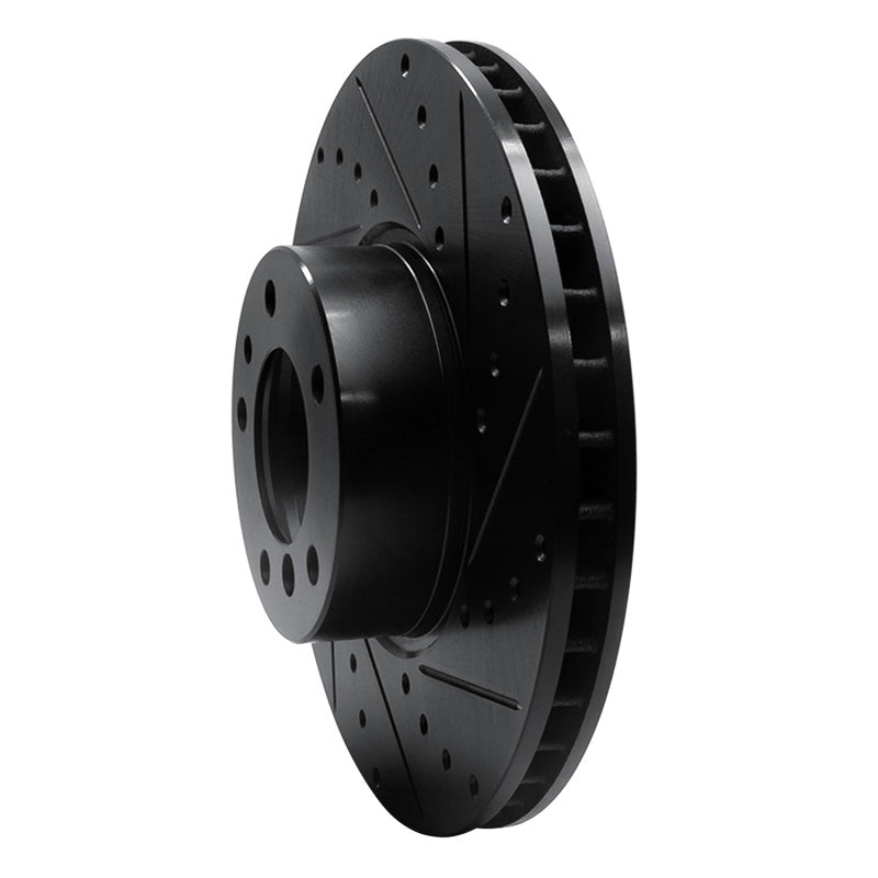 R1 91-01 BMW 850CI Front Right Drilled & Slotted Black Brake Rotor