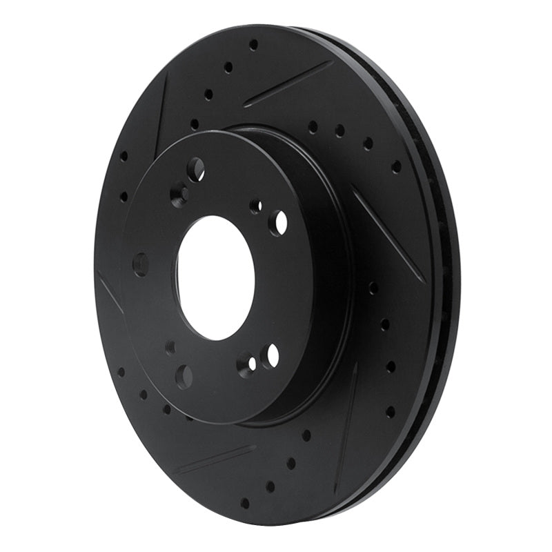 R1 02-15 Acura RSX Front Left Drilled & Slotted Black Brake Rotor