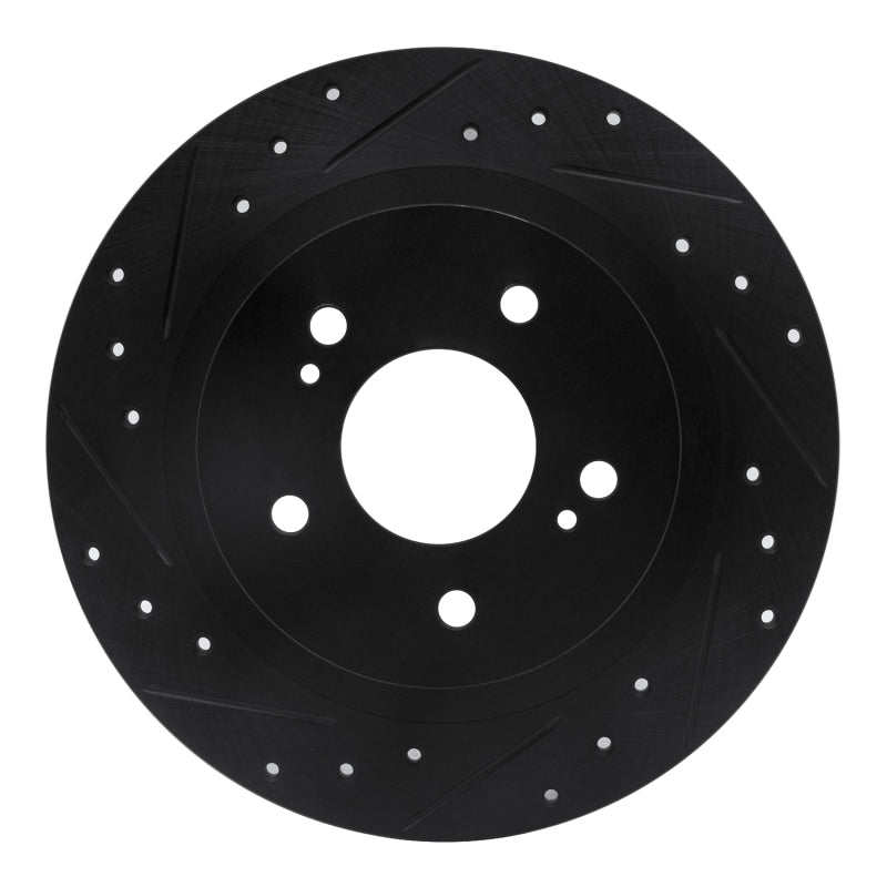 R1 1984-1988 Nissan 200SX Rear Left Drilled & Slotted Black Brake Rotor