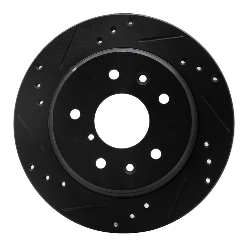 R1 86-91 Mazda RX-7 Rear Left Drilled & Slotted Black Brake Rotor