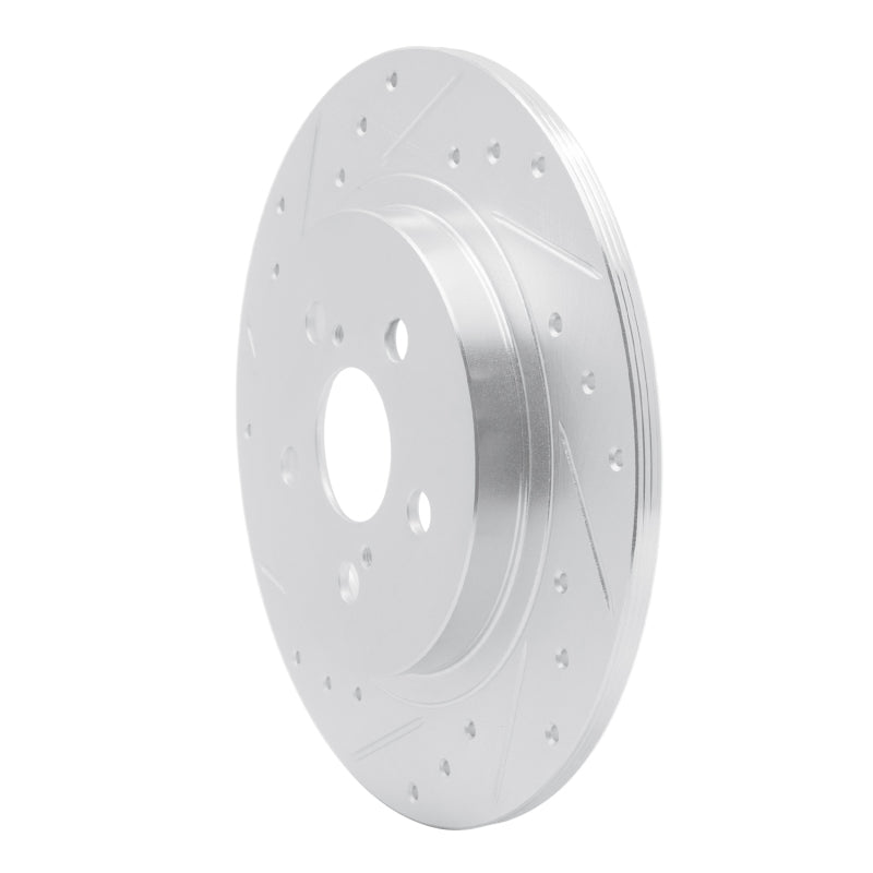 R1 11-17 Lexus CT200H Rear Left Drilled & Slotted Silver Brake Rotor