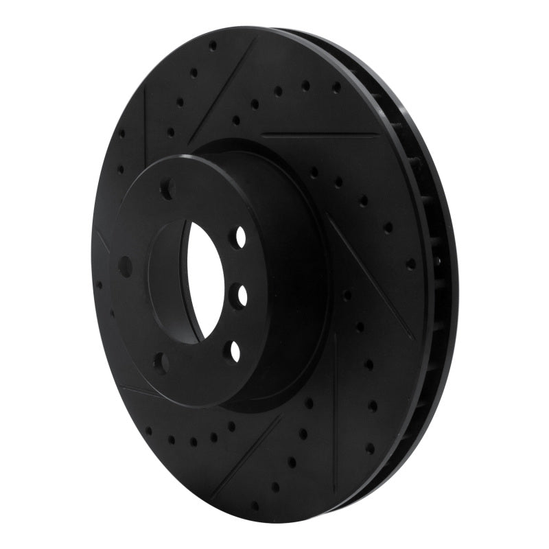R1 00-03 BMW 540I Front Left Drilled & Slotted Black Brake Rotor