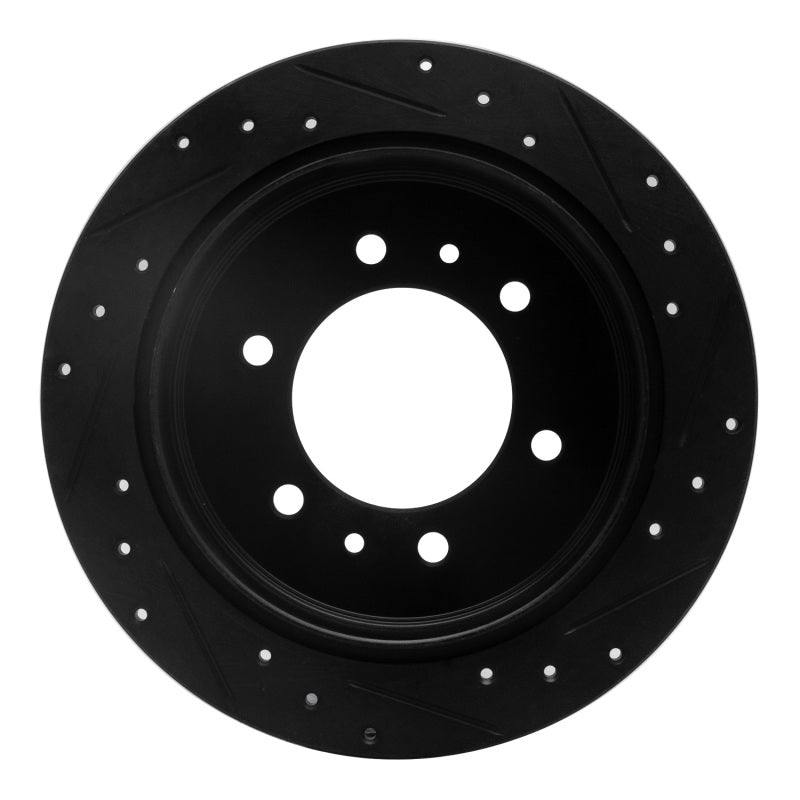R1 06-10 Hummer H3T Rear Left Drilled & Slotted Black Brake Rotor