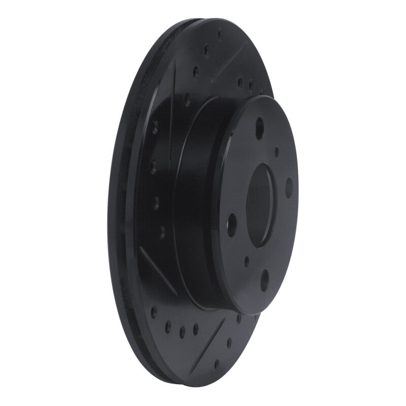 R1 88-92 Geo Prizm Front Left Drilled & Slotted Black Brake Rotor