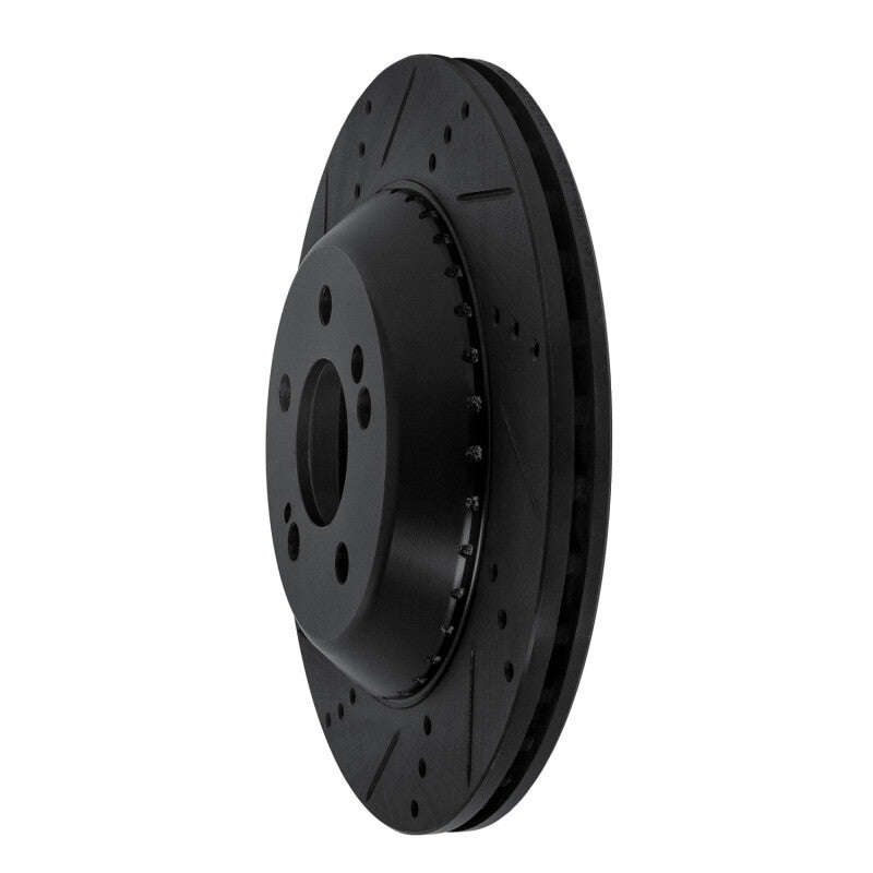 R1 15-21 Mercedes-Benz S560 Rear Left Drilled & Slotted Black Brake Rotor
