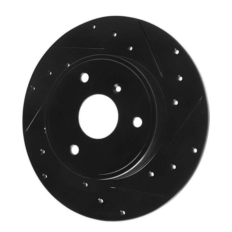 R1 05-16 Smart Fortwo Front Right Drilled & Slotted Black Brake Rotor