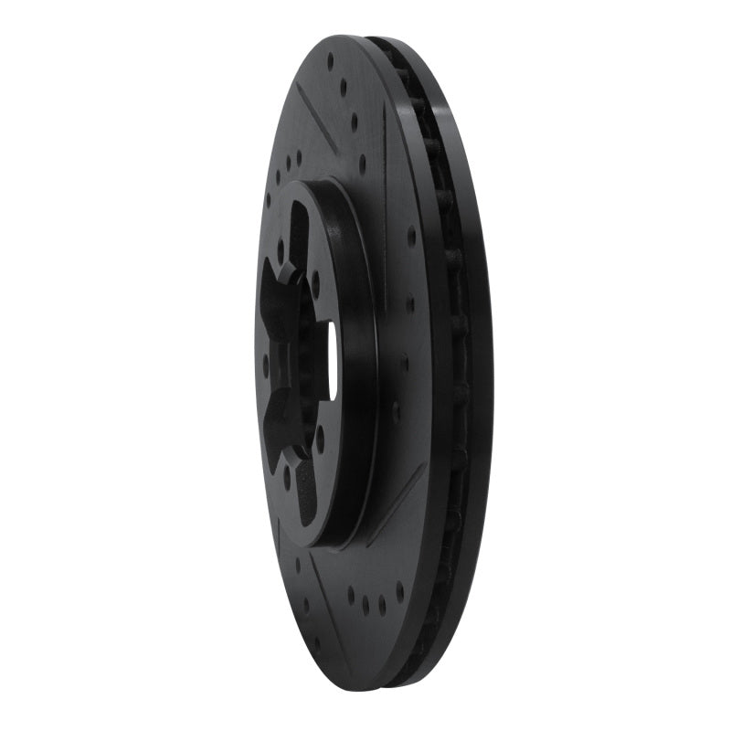 R1 1984-1989 Nissan 300ZX Front Right Drilled & Slotted Black Brake Rotor