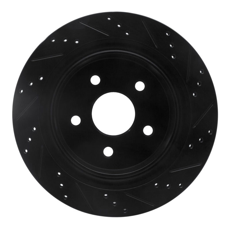 R1 02-24 Chrysler ASPEN Rear Left Drilled & Slotted Black Brake Rotor