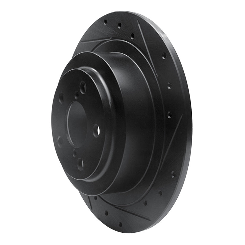 R1 00-06 Subaru BAJA Rear Right Drilled & Slotted Black Brake Rotor
