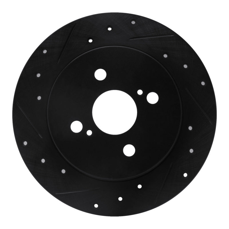 R1 12-18 Toyota Yaris (USA/Canada) Rear Left Drilled & Slotted Black Brake Rotor