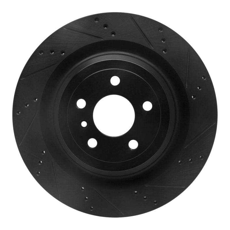 R1 13-19 Mercedes-Benz GLS450 Rear Right Drilled & Slotted Black Brake Rotor