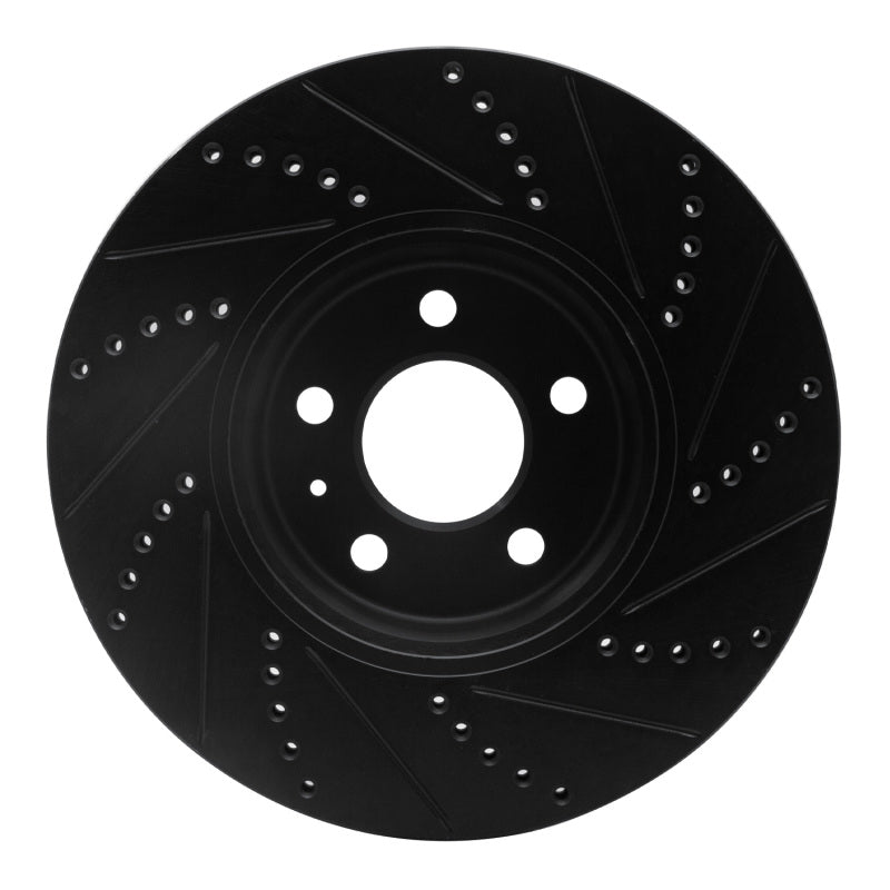 R1 08-12 Audi Q5 (Mexico) Front Left Drilled & Slotted Black Brake Rotor