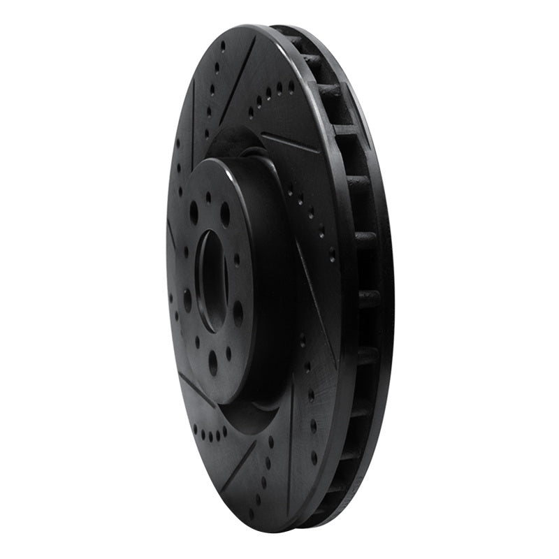 R1 04-07 Volvo S60 Front Left Drilled & Slotted Black Brake Rotor