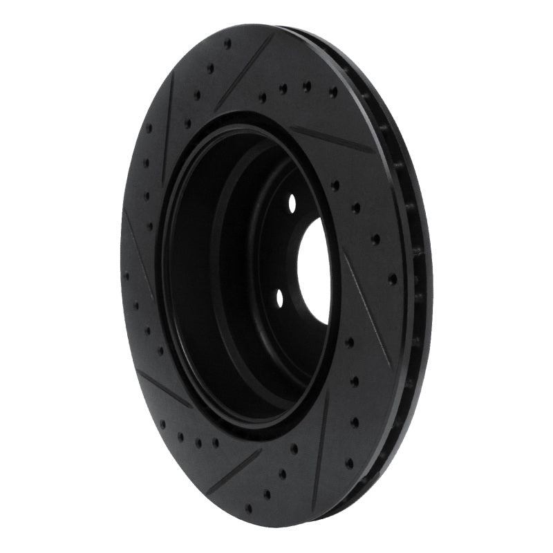R1 08-13 BMW 135IS Rear Right Drilled & Slotted Black Brake Rotor