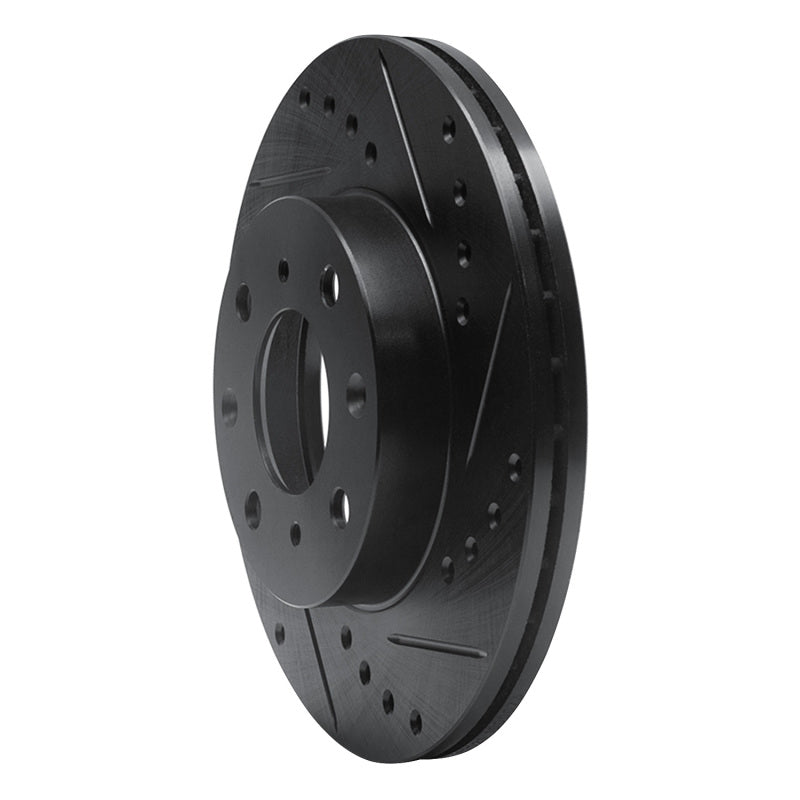 R1 86-91 Acura Integra Front Right Drilled & Slotted Black Brake Rotor
