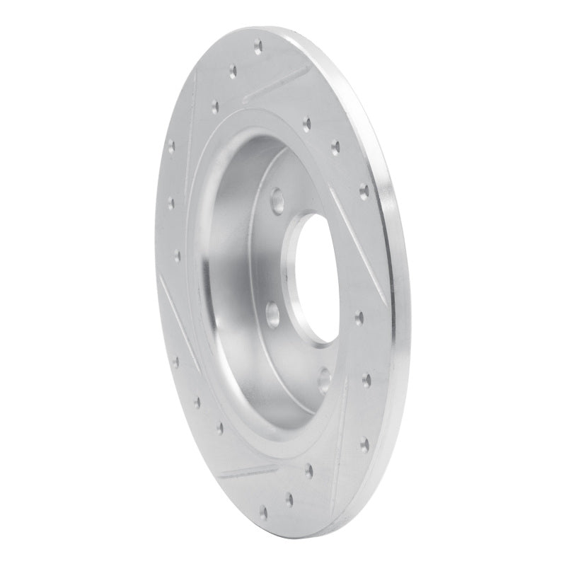 R1 04-13 Mazda 3 Rear Right Drilled & Slotted Silver Brake Rotor