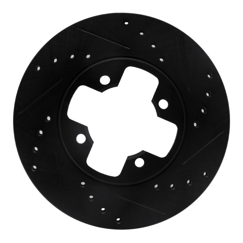 R1 79-83 Nissan 280ZX Front Right Drilled & Slotted Black Brake Rotor