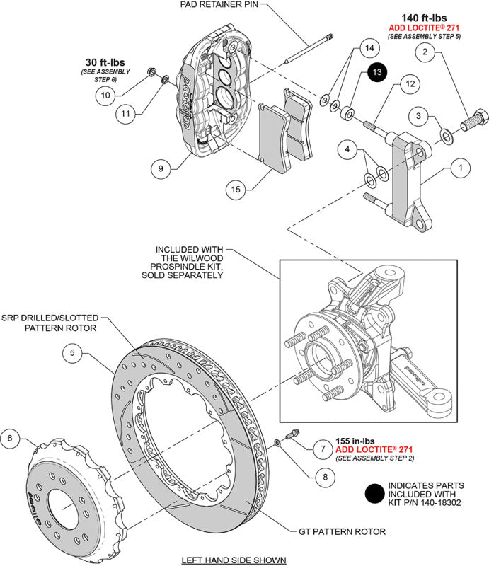 Wilwood kit front XRS6R wwe C10 alum pro spindle 14.00 rotor SRP