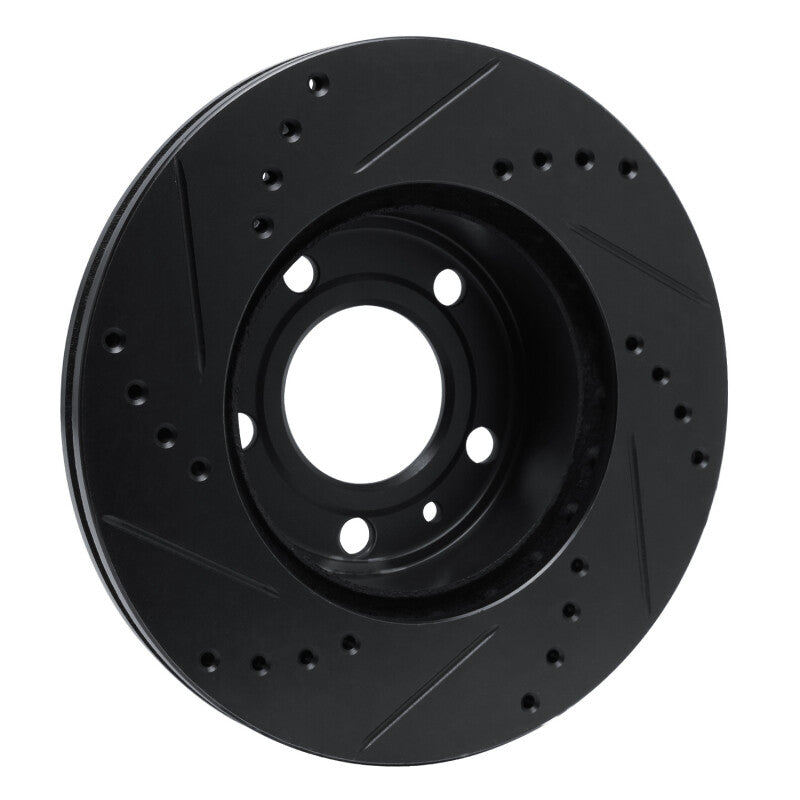 R1 82-90 Volvo 740 Front Right Drilled & Slotted Black Brake Rotor