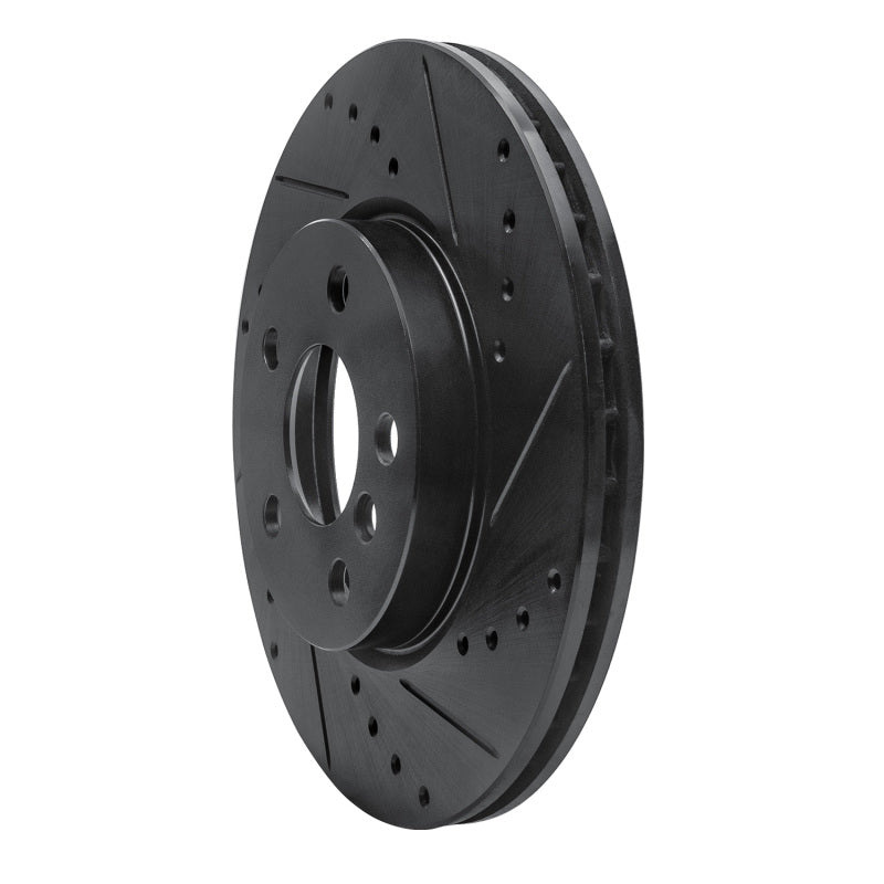 R1 14-21 Mini Cooper Clubman Front Right Drilled & Slotted Black Brake Rotor