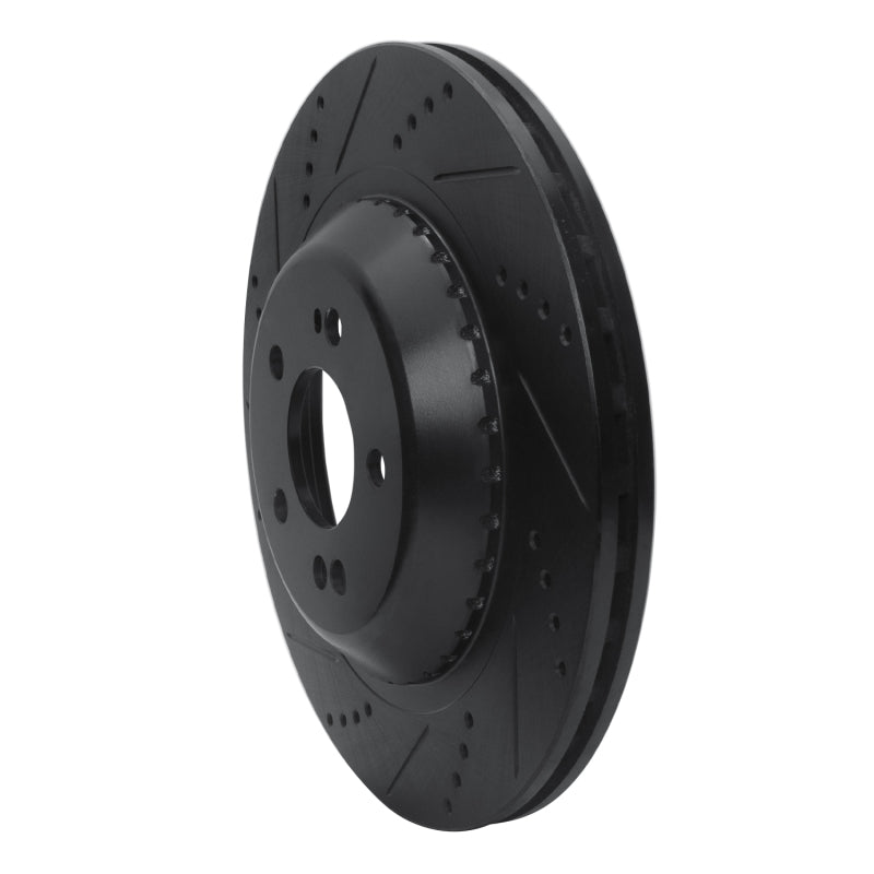 R1 14-21 Mercedes-Benz Maybach S560 Rear Left Drilled & Slotted Black Brake Rotor
