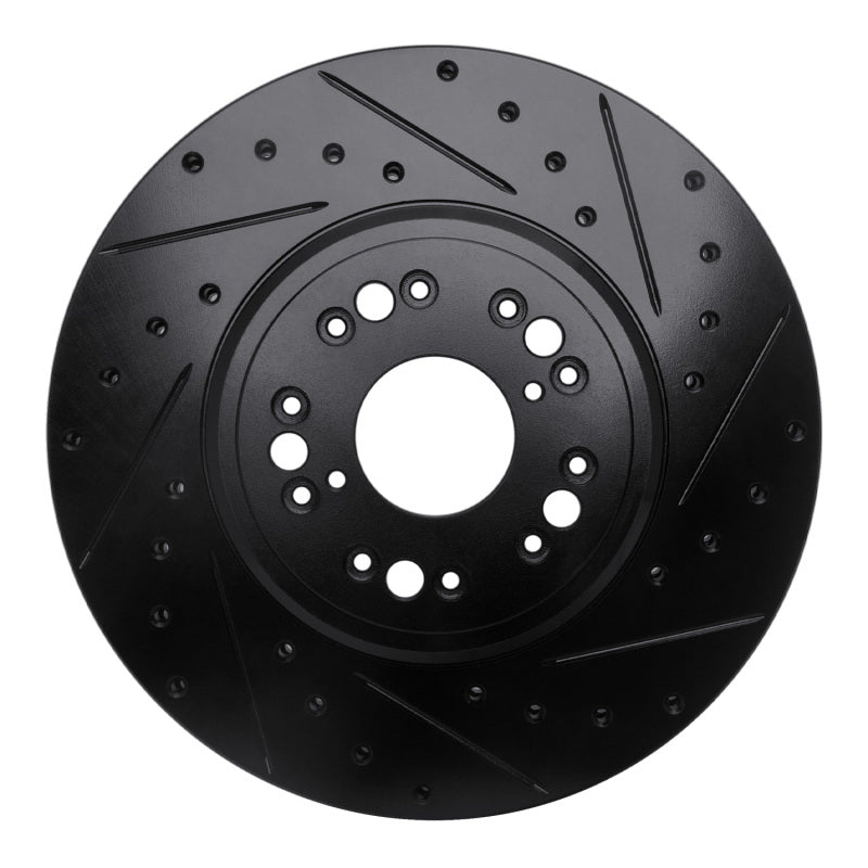 R1 95-00 Lexus LS400 Front Right Drilled & Slotted Black Brake Rotor