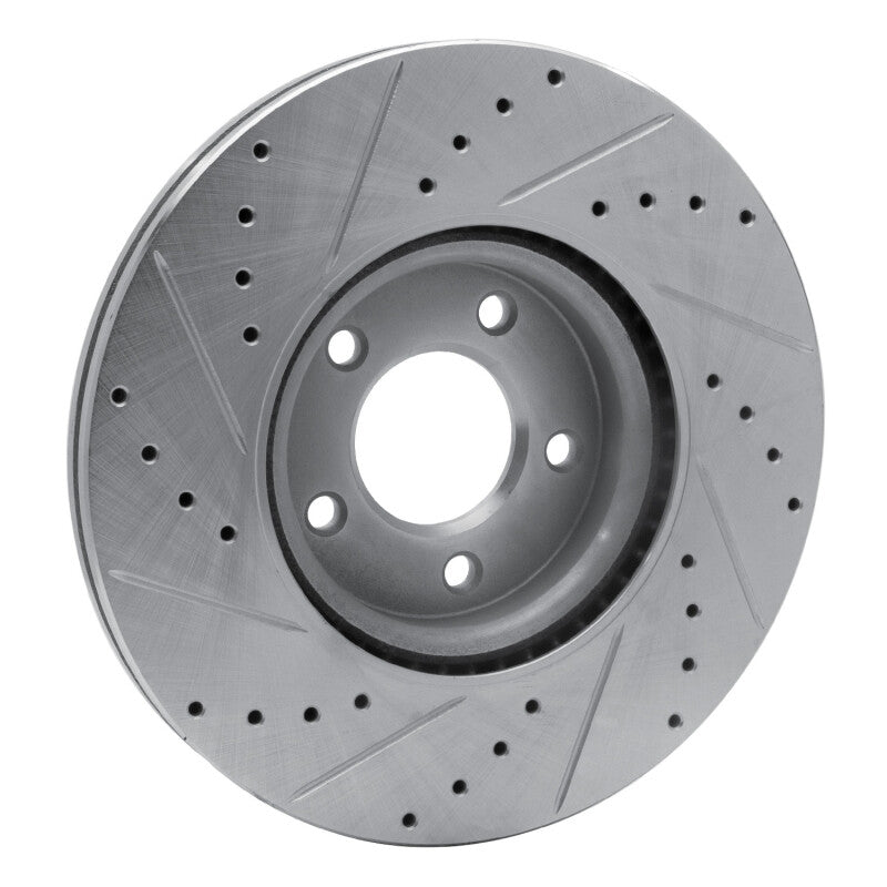 R1 07-13 Mazda 3 Front Right Drilled & Slotted Silver Brake Rotor