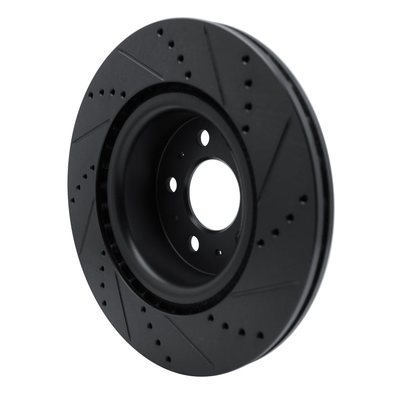 R1 17-25 Tesla Model 3 Front Left Drilled & Slotted Black Brake Rotor