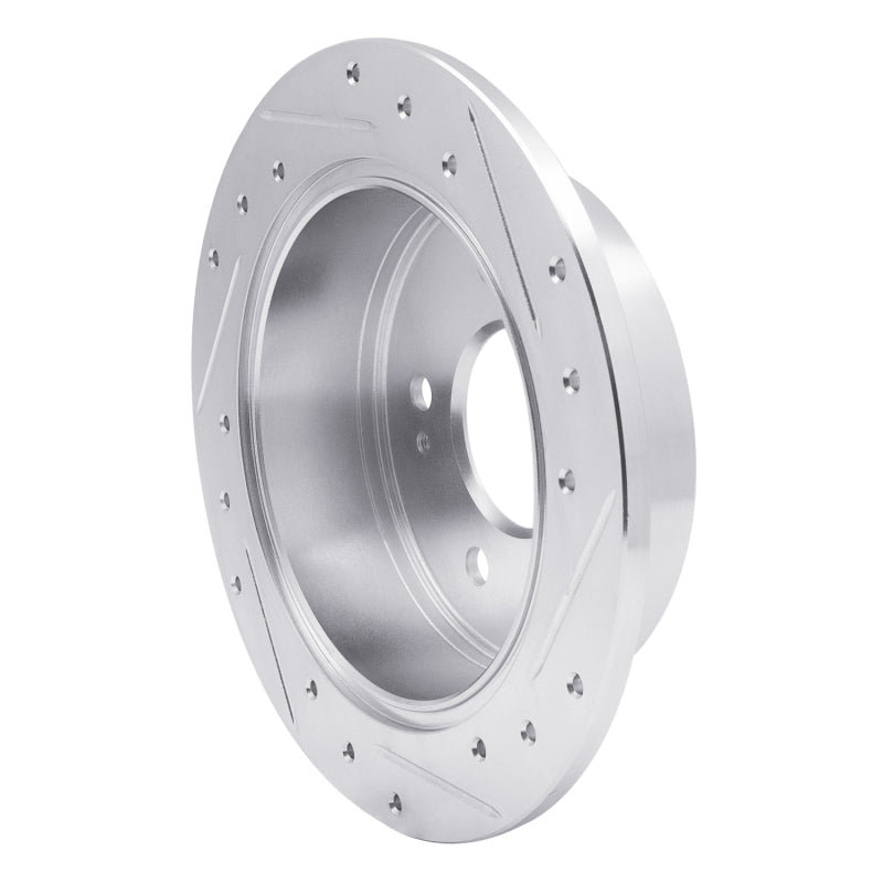 R1 04-12 Mitsubishi Eclipse Rear Left Drilled & Slotted Silver Brake Rotor