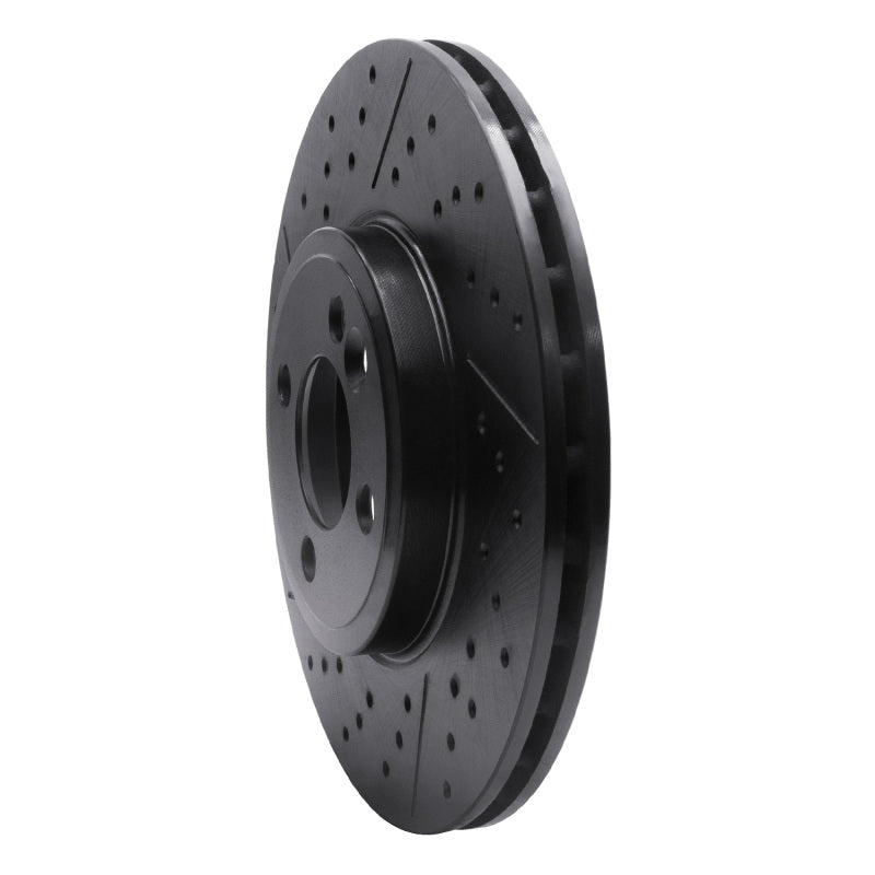 R1 07-15 Mini Cooper Clubman Front Drilled & Slotted Black Brake Rotor