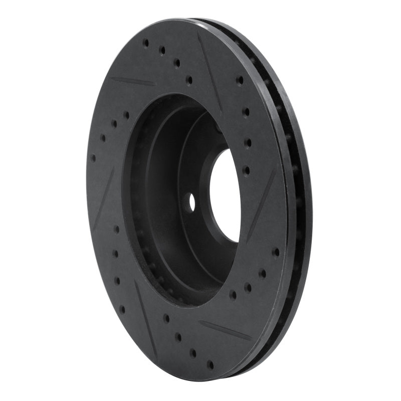 R1 90-91 Audi 90 Quattro Front Left Drilled & Slotted Black Brake Rotor