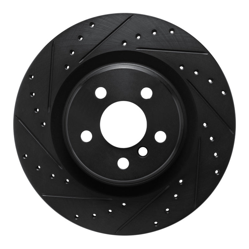 R1 -24 BMW M235I xDrive Gran Coupe Rear Left Drilled & Slotted Black Brake Rotor