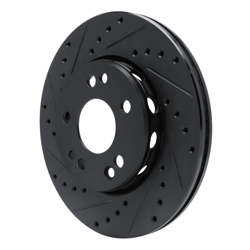 R1 90-92 Mercedes-Benz 300TE Front Left Drilled & Slotted Black Brake Rotor