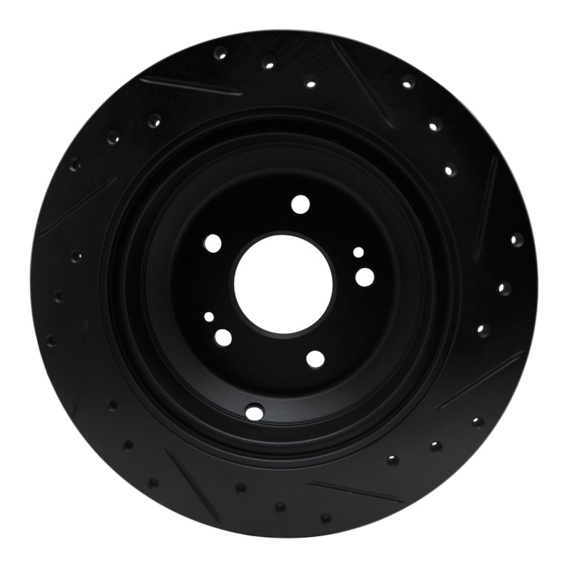 R1 09-20 Genesis G80 Rear Left Drilled & Slotted Black Brake Rotor