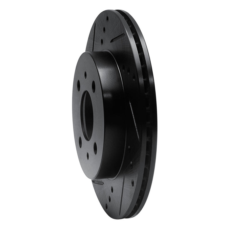 R1 91-02 Saturn SL1 Front Left Drilled & Slotted Black Brake Rotor