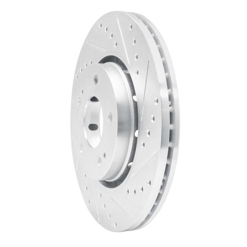 R1 09-15 Mitsubishi Lancer Front Right Drilled & Slotted Silver Brake Rotor