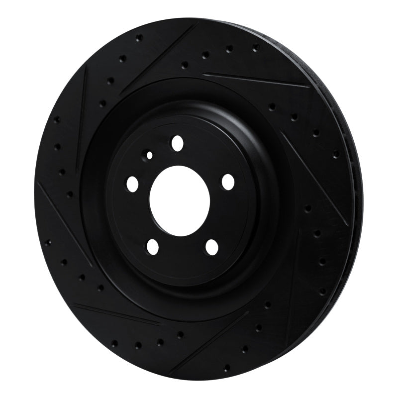 R1 15-18 Porsche Macan Rear Left Drilled & Slotted Black Brake Rotor