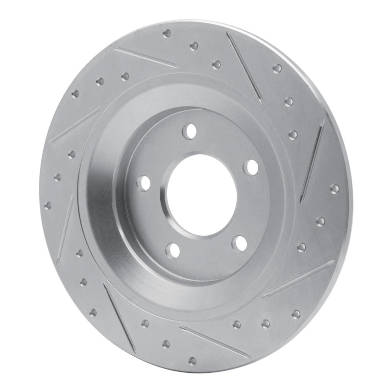 R1 06-15 Mazda 5 Rear Left Drilled & Slotted Silver Brake Rotor
