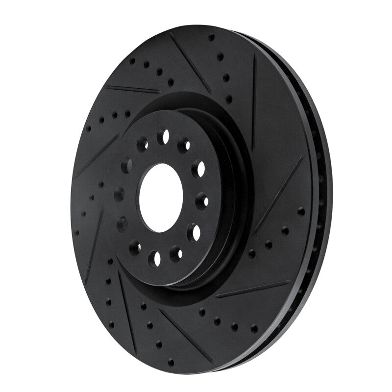 R1 2017-2025 Buick Enclave Front Right Drilled & Slotted Black Brake Rotor