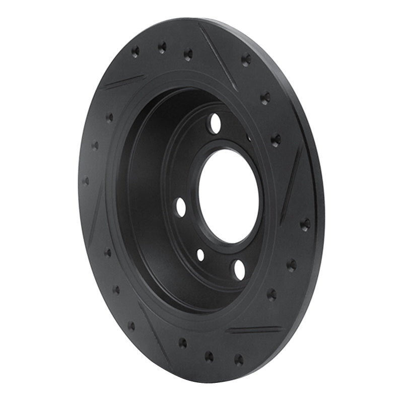 R1 86-98 Saab 9000 Rear Left Drilled & Slotted Black Brake Rotor