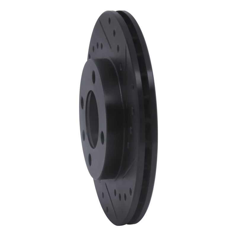 R1 80-08 Audi 4000 Front Right Drilled & Slotted Black Brake Rotor