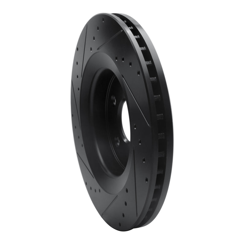 R1 06-10 Jeep Grand Cherokee Front Right Drilled & Slotted Black Brake Rotor