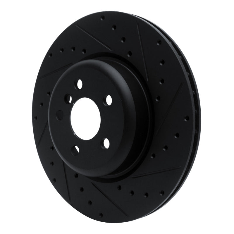 R1 16-25 BMW 330e Rear Right Drilled & Slotted Black Brake Rotor