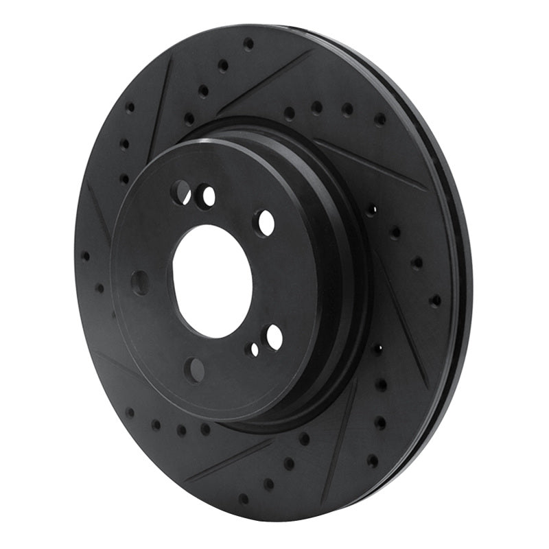 R1 93-02 Mercedes-Benz 600SL Rear Left Drilled & Slotted Black Brake Rotor