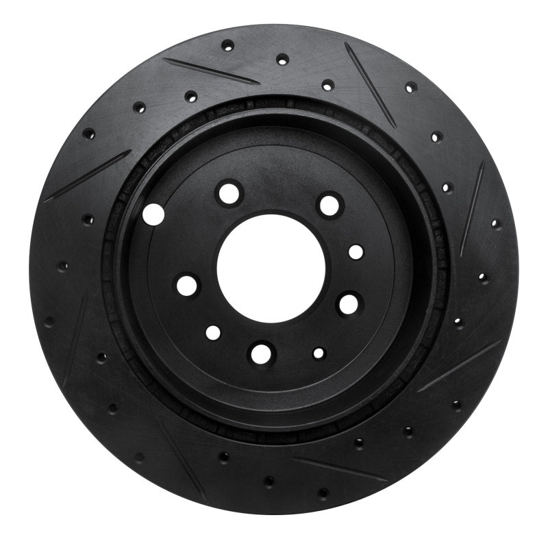 R1 07-12 Ford Edge Rear Left Drilled & Slotted Black Brake Rotor