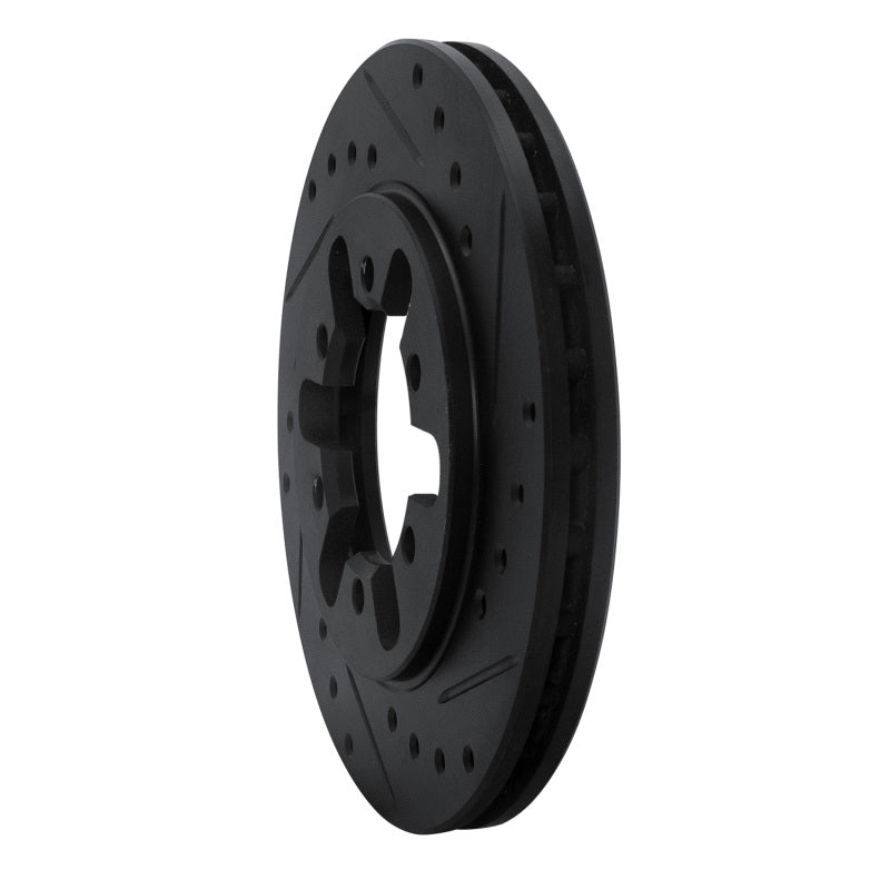 R1 82-85 Nissan 720 Datsun Front Right Drilled & Slotted Black Brake Rotor